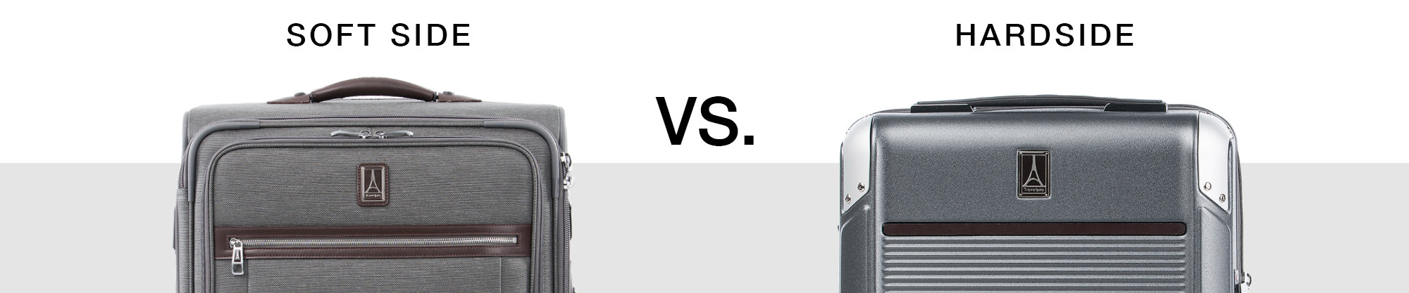 Rollaboard vs. Spinner Luggage comparison highlighting rollaboard suitcase next to spinner suitcase